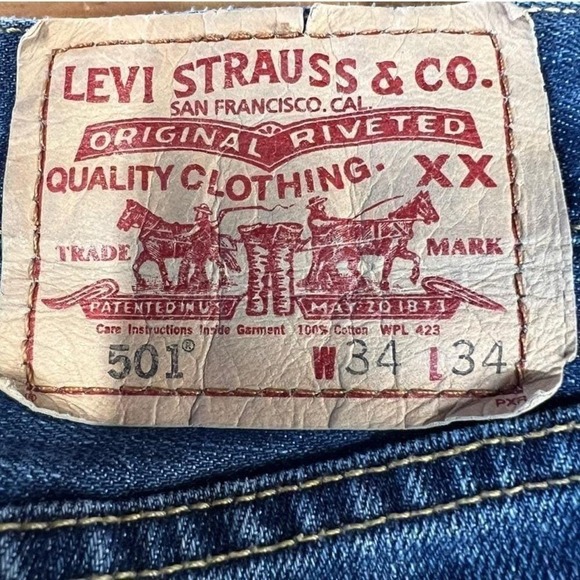 Vintage Levi's 501 Jeans Made in Mexico W34 L34 Button Fly 100% Cotton - Picture 5 of 11